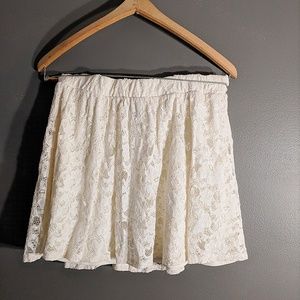 White floral lace skater skirt